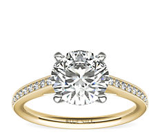 Heirloom Petite Cathedral Pavé Diamond Engagement Ring in 18k Yellow Gold (0.12 ct. tw.)